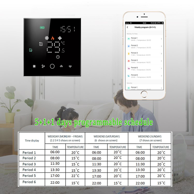 Weekly programmable thermostat