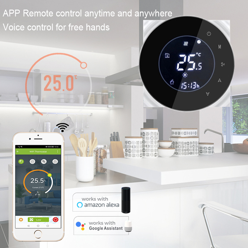 WiFi Smart Programmable HVAC Room Thermostat For Central FCU